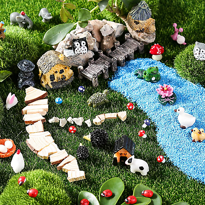 #ad 172Pcs Miniature Fairy Garden Accessories Animal Figurines and Mini Landscapes $16.96