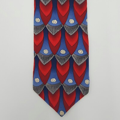 #ad Grateful Dead Casey Jones Red Blue Gray Silk Necktie Made in USA $29.99