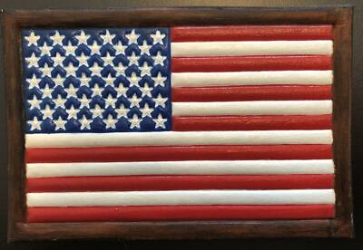 #ad 4.5quot; AMERICAN FLAG USA HAND PAINTED COLOR LEATHER JACKET PATCH $139.99