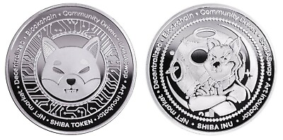 #ad 1.2 oz Physical Shiba Inu SHIB Iron Coin Token Round Crypto Silver Color 44mm $89.99