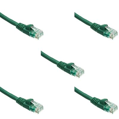 #ad Pack of 5 Cables Snagless 200 Foot Cat5e Green Network Ethernet Patch Cable $314.05