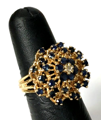 #ad MA6 Lady#x27;s 14k Yellow Gold 7.9g Sapphire Size 7 Statement Ring $599.50