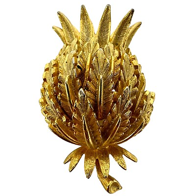#ad Vintage Lisner Gold Tone Scottish Thistle? Pineapple Blooming Brooch $42.51