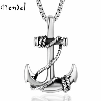 #ad MENDEL Mens Stainless Steel Nautical Surfing Beach Anchor Pendant Necklace Men $10.99