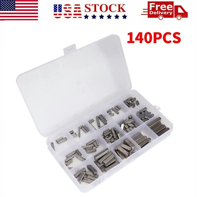 #ad New 140 PCS Round Ended Feather Key Set Parallel Drive Shaft Keys With Case USA $10.99