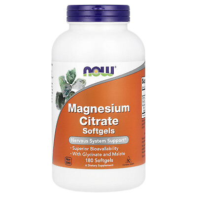 #ad Now Foods Magnesium Citrate 180 Softgels GMP Quality Assured $20.82