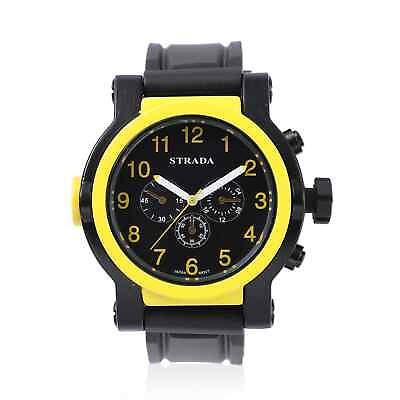 #ad STRADA Japanese Movement Sporty Look Watch for Yellow Silicone Strap Gifts $18.49