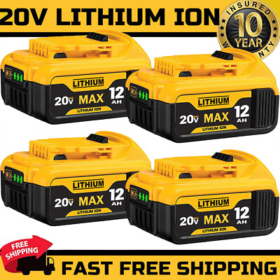 #ad 4Pack 20V For DeWalt 20 Volt Max XR 12.0AH Lithium Ion Battery DCB206 2 DCB205 2 $198.98
