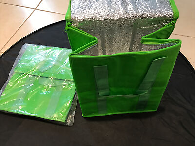 #ad Qty 2 NEW INSULATED REUSABLE GROCERY BAG GREEN Thermal Zipper Shopping Tote $13.99