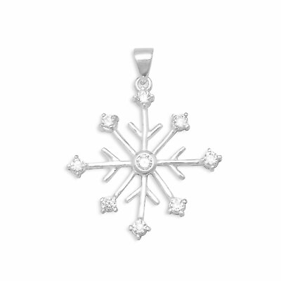 #ad Sterling Silver 925 Diamond Snowflake Pendant Women Wedding Jewelry Gifts $61.20
