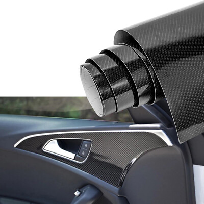 #ad 7D Car Interior Wrap Sticker Glossy Carbon Vinyl Fiber Film Car Auto Accessories $11.39
