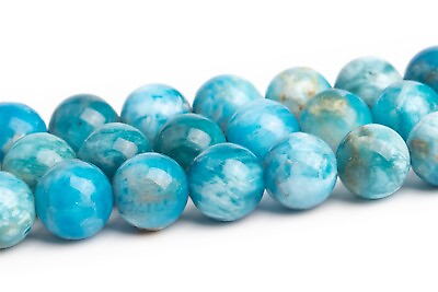#ad Genuine Natural Aqua Blue Apatite Beads Grade AB Round Loose Beads 6 6 7MM $7.99