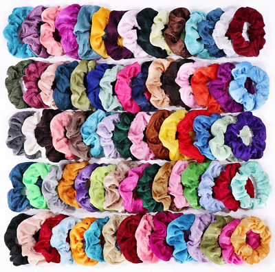 #ad 75 Hair Scrunchies Velvet Ponytail Holder Elastic Ties Rope Band for Women Girls $17.99