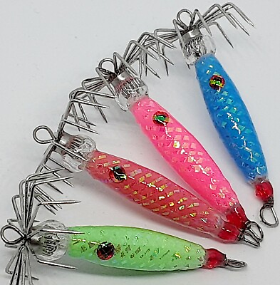 squid jigs fishing glow in the dark jig puget sound 4pcs high quality $19.99