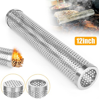 #ad Stainless Steel BBQ Grill Smoker 12quot; Box Tube for Wood Pellet Pipe Smoking Meat $12.98