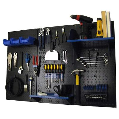 #ad Wall Mount Peg Board Workbench Tool Organizer 1 4 inch Hooks Shelves Black Blue $283.97