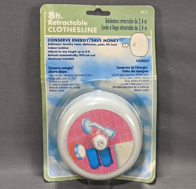 #ad Lehigh 8ft. Retractable Clothesline Conserve Energy Save Money RC8 New Sealed $17.99