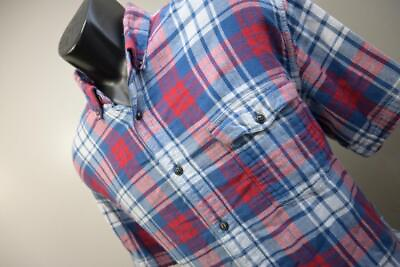 #ad Lucky Brand Casual Button Up Dress Shirt Plaid Short Sleeve Mens Size XL $23.99