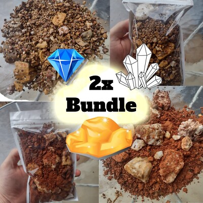 #ad Gold Crystal Gemstone amp; Diamond Pay Dirt 2 Bag Bundle Added Gold # $36.99