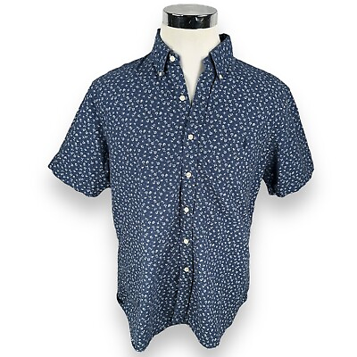 #ad Polo Ralph Lauren Shirt Men#x27;s XL Blue Floral Cotton Short Sleeve Button Down $29.99