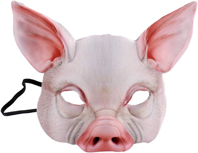 #ad 1Pcs Half Face Animal Mask Pig Mask Horror Pig Mask for Halloween Costume Party $14.34