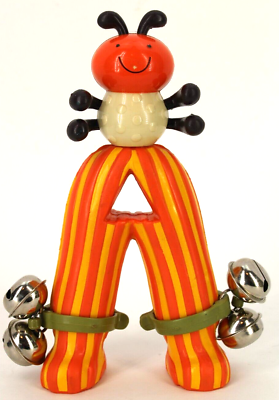 #ad Battat Bug Ant Baby Rattle Jingle Bells Musical Orange Yellow Squeezable Plastic $12.99
