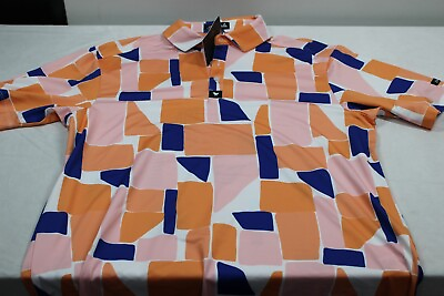#ad Bad Birdie Catalina Geometric Shape New Mens Short Sleeve Golf Polo Shirt Large $33.99