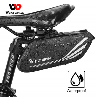 #ad WEST BIKING Waterproof Bike Bicycle Tail Pouch Bag Cycling Under Seat Saddle Bag $18.87