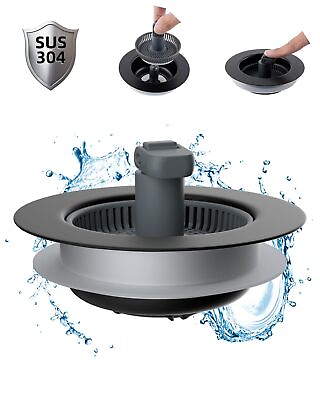 #ad 3 in 1 Kitchen Sink Drain Strainer and Stopper Combo for US Standard 3 1 2quot;Drain $15.99