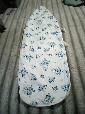#ad IRONING BOARD COVER COBALT BLUE amp; WHITE FLORAL PRINT STICKY Fasteners 17quot; X 53quot; $17.99