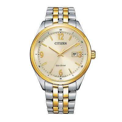 #ad Citizen Eco Drive Men#x27;s Classic Silver Gold Calendar Watch 41MM BM7259 51P $115.99