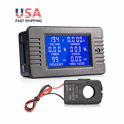 100A AC Meter Ammeter Volt Energy Voltage Power LCD Display Monitor Panel $16.71