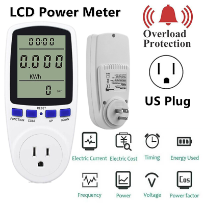 #ad US Plug in Electricity Power Usage Consumption Meter Energy Monitor LCD Digital $11.71