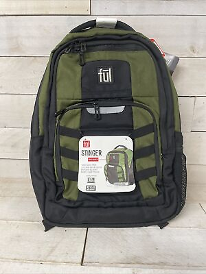 #ad Ful Laptop Backpack RFID Shield Olive amp; Black Front Panel Quick Access Pouch $47.50