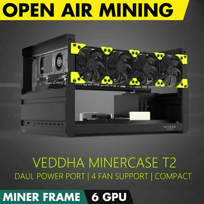 VEDDHA 6 GPU Mining Rig Frame T3 Case Open Air Aluminum Stackable Miner Rack $150.00