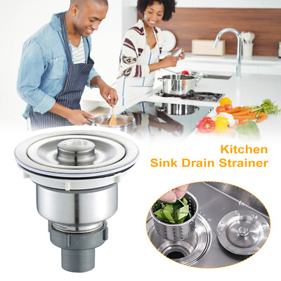 #ad 201 Stainless Steel Kitchen Sink Drain Assembly and Strainer Basket Stopper US $9.29