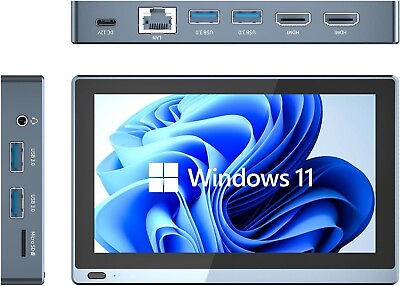 #ad 5.5quot; Fanless Mini PC Computer Windows 11 Pro 8256GB Micro PC 4K HDMI w battery $259.00