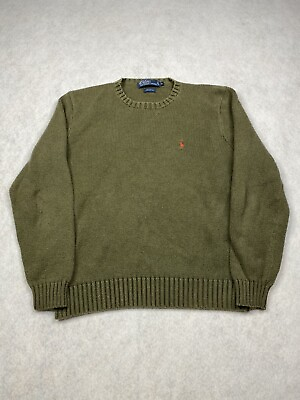 #ad Polo Ralph Lauren Cotton Knit Sweater Green Mens Size Medium $29.99