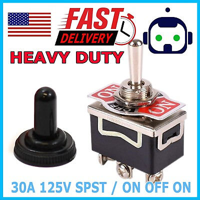 #ad Toggle SWITCH ON OFF ON Heavy Duty 20A 125V SPST 3 Terminal Car Waterproof BOOT $3.95