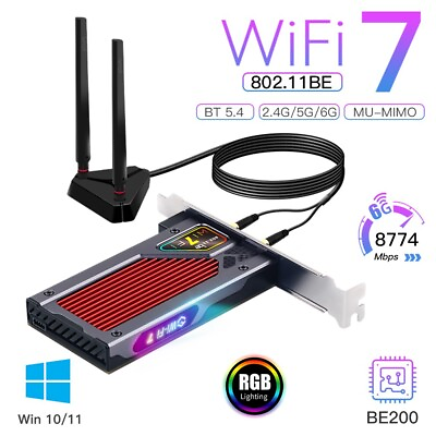 #ad PCI E WiFi Card Intel BE200 WiFi 7 Tri Band 8774Mbps 802.11be PC Network Adapter $47.99