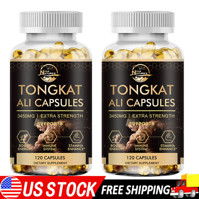 #ad Tongkat Extract 200:1 Strong Natural Testosterone Booster 3450mg 2x120 Capsules $22.78