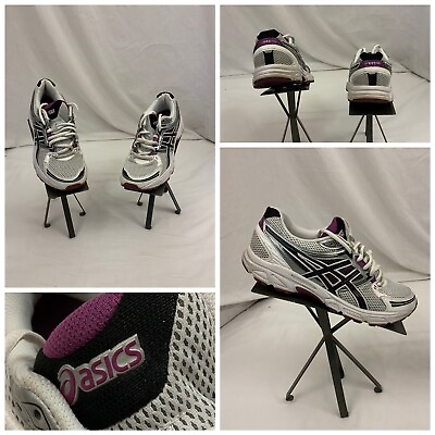 #ad Asics Gel Running Shoes Womens Sz 7.5 Gray Purple EUC YGI V9 S2 $27.19