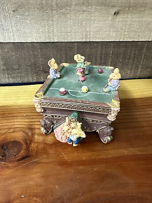 #ad RARE Enesco “those Were The Days” Mice Pool Table Multi Action Music Box $75.00