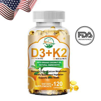 #ad 120P Vitamin K2 MK7 with D3 5000IU SupplementBioPerine CapsulesImmune Health $13.98