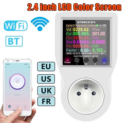 Electricity Power Monitor LCD Meter Durable Socket APP Remote Controlling Device $53.71