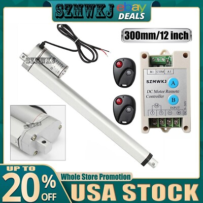 #ad 12quot; 220lbs 12V DC Linear Actuator W Wireless Control Kit for Auto Car Door Open $67.49