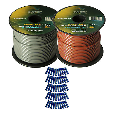 #ad Harmony Car Primary 16 Gauge Power or Ground Wire 200 Feet 2 Rolls Brown amp; Gray $18.95