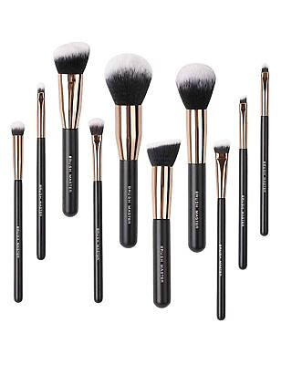 #ad 10pcs Makeup BRUSHES Kit w Bag Powder Foundation Eyeshadow Eyeliner Lip Brush US $6.61