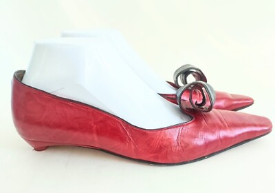 #ad Vintage Jan Jansen Art To Wear Women#x27;s shoes Size 38 Red Kitten Heel Pointed Toe $140.00