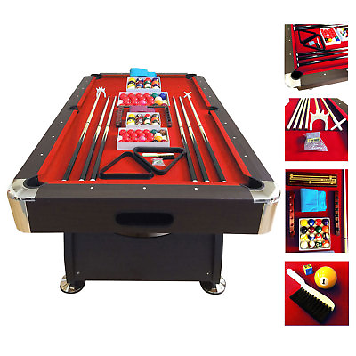 #ad 7#x27; Feet Billiard Pool Table Snooker Full Set Accessories Game mod. Red Devil $1729.00